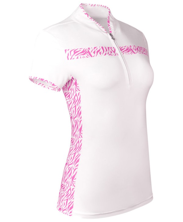 Pure Golf Ladies Keyana Azalea Zebra Cap Sleeve Polo Shirt