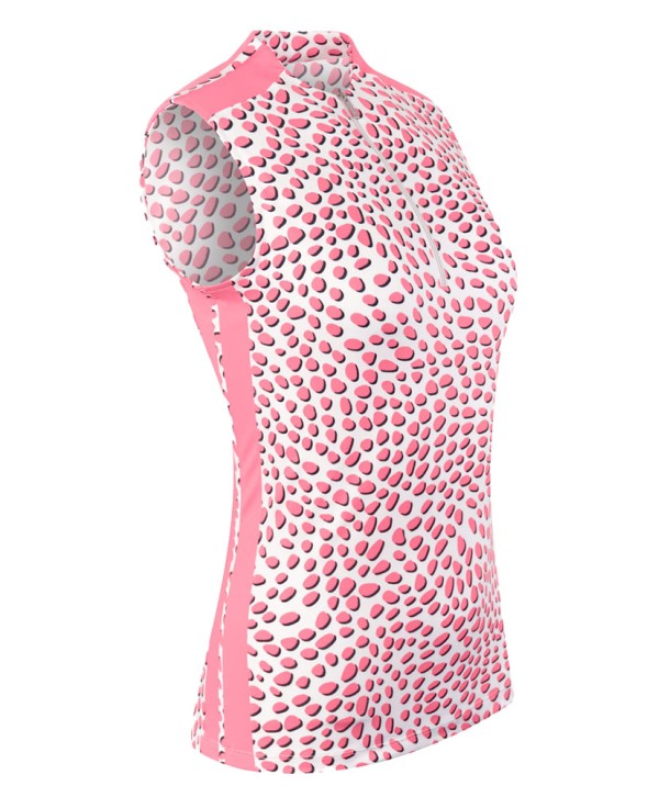 Tail Ladies Sully Speckle Dots Funnel Neck Inserts Sleeveless Polo Shirt