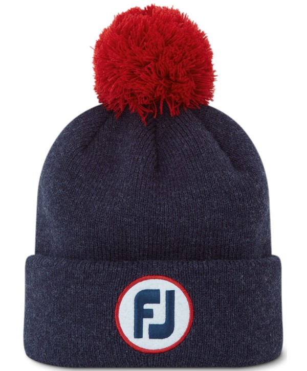 FootJoy Mens Solid Pom Pom Beanie Hat