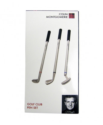Colin Montgomerie propisky v podobě golfových holí