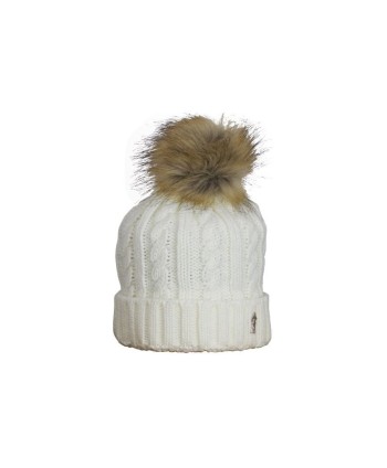 Ladies Crystal Embellished Cable Golf Bobble Beanie Hat