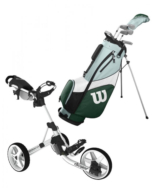 Dámský golfový set Wilson + golfový vozík Clicgear 3.5+