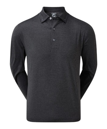 FootJoy Mens Long Sleeve Dot Geo Jacquard Polo Shirt