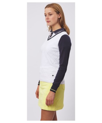 Green Lamb Ladies Lily Long Sleeve Polo Shirt with Contrast Panels