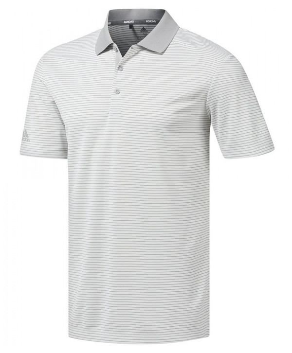 adidas Mens Performance Stripe Crestable Polo Shirt