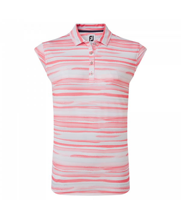 FootJoy Ladies Cap Sleeve Watercolour Print Lisle Polo Shirt