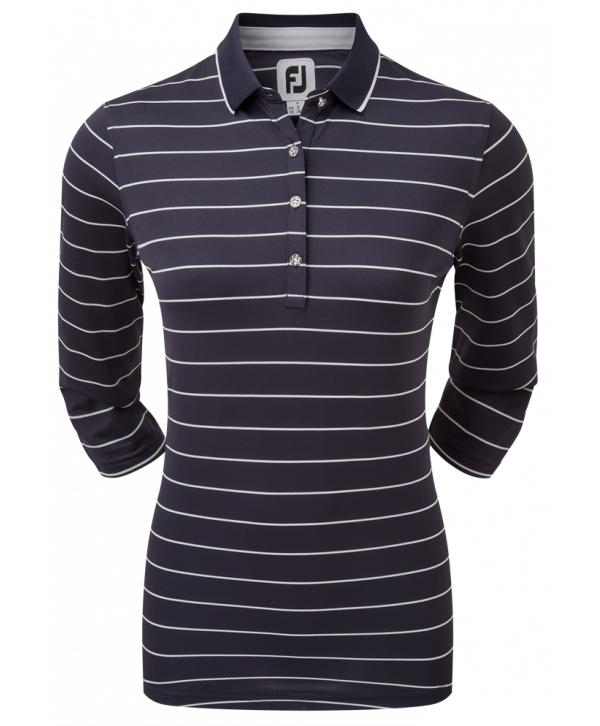 Dámske golfové tričko FootJoy Watercolour 3/4 Sleeve Pinstripe Pique