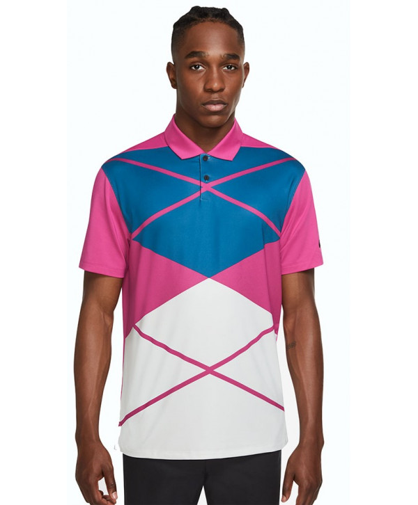 Nike Mens Dri-Fit Vapor Argyle Print Short Sleeve Polo Shirt