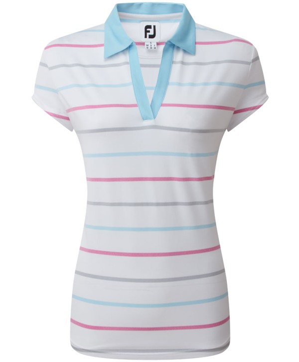 Dámské golfové triko FootJoy Cap Sleeve Birdseye Stripe Smooth Jacquard